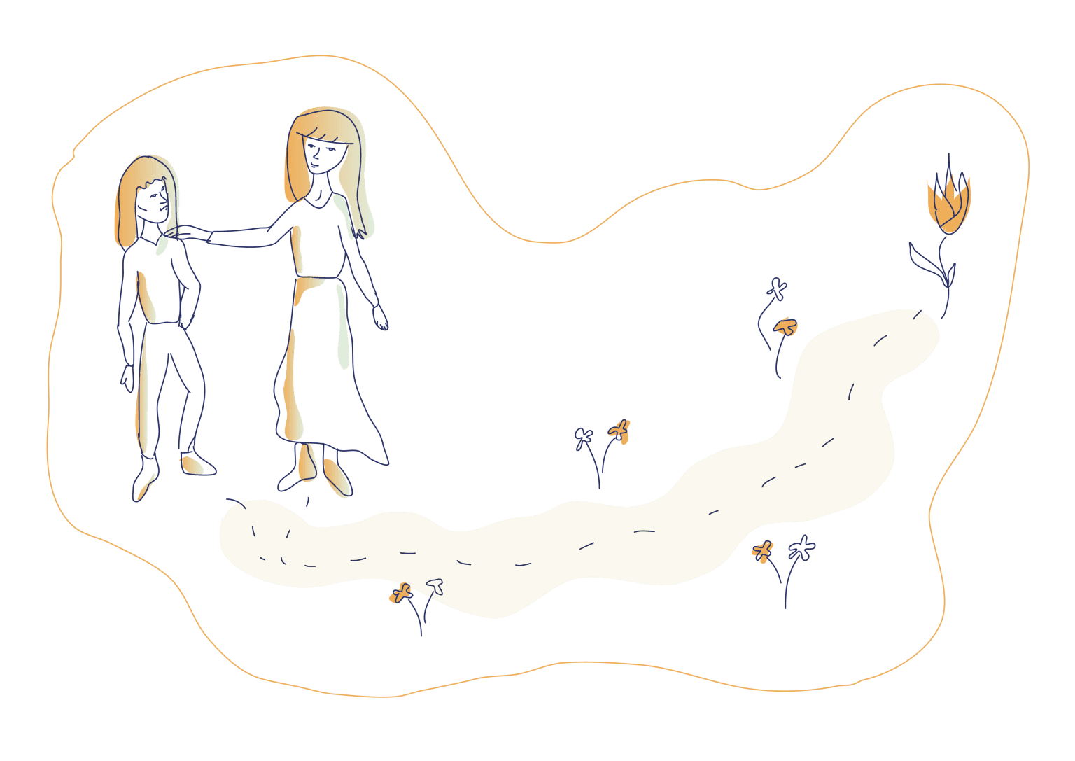 Illustration: a person accompanying their loved one on the quitting journey